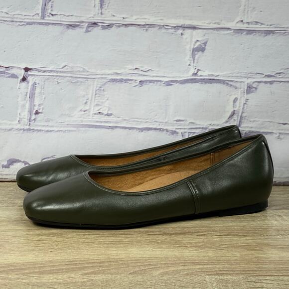 Vionic Orinda Ballet Flats Women's 10 Wide Olive Green Square Toe Comfort Shoes - Picture 3 of 8